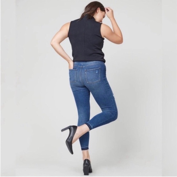 SPANX Pull On Release Hem Skinny High Rise Jean Leggings Size L - Picture 3 of 9